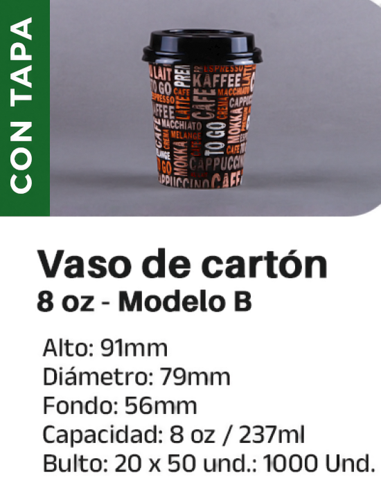 Vaso de cartón 8 oz - Modelo B