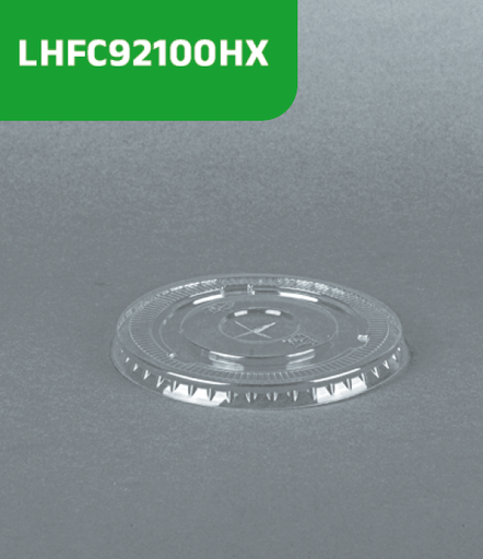 [LHFC92100HX] Tapa PET transp. plana 92mm e/marca en X