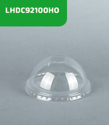 [LHDC92100H0] VASOS PET | TAPA PET DOMO 92 MM TRANSPARENTE CON HOYO 