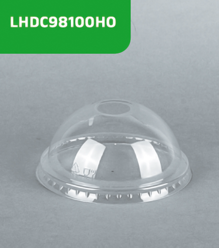 [LHDC98100H0] VASOS PET | TAPA PET DOMO 98 MM TRANSPARENTE CON HOYO 