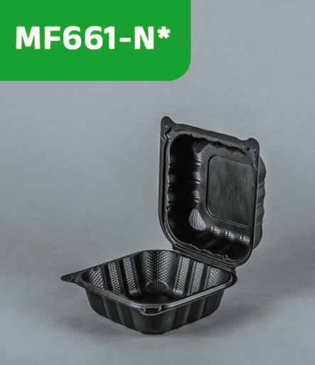 [MF661-N*] Envase tipo Hamburguesa negro